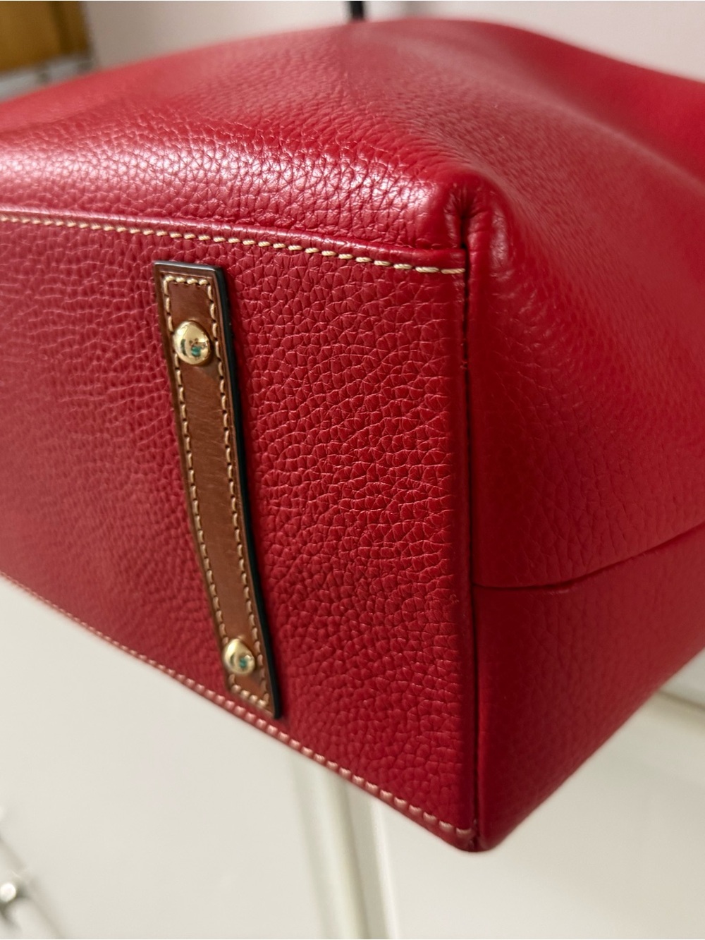 NWOT! Dooney & Bourke Red Leather Hobo with Brown Trim - Picture 8 of 8